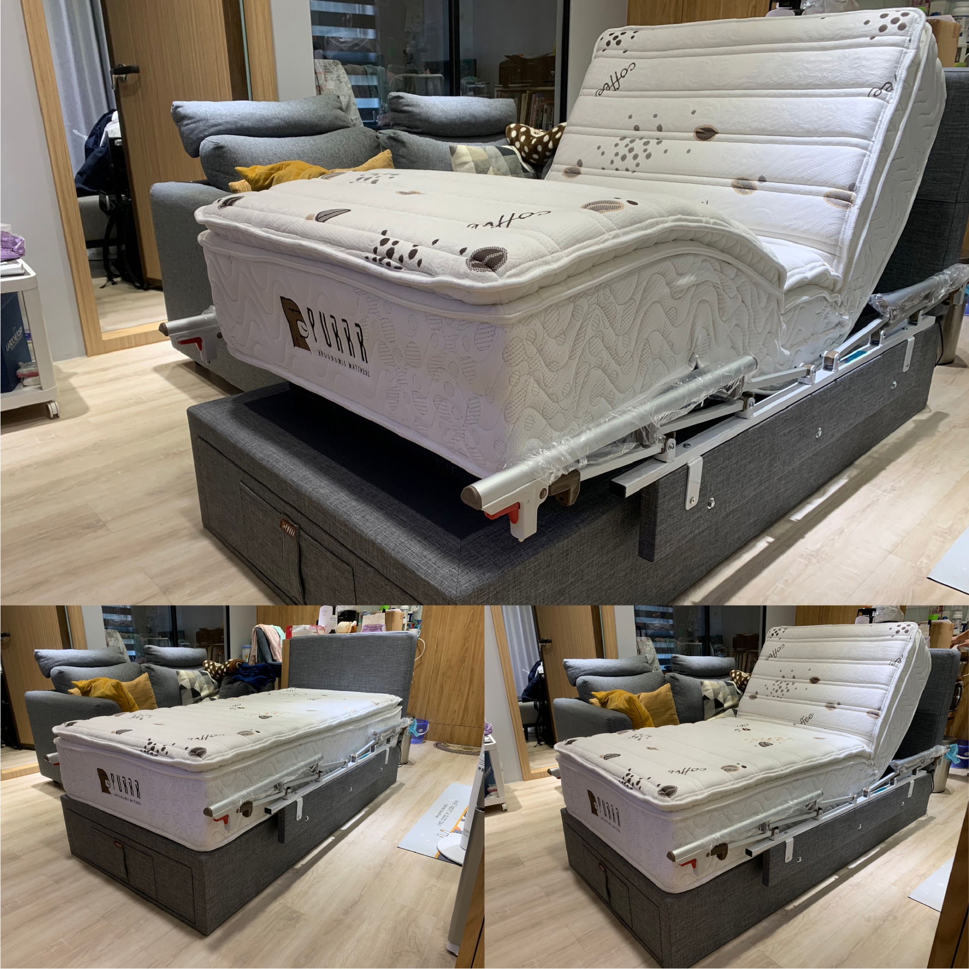 新北市汐止區/環保咖啡電動床墊/照護床架(有抽屜)