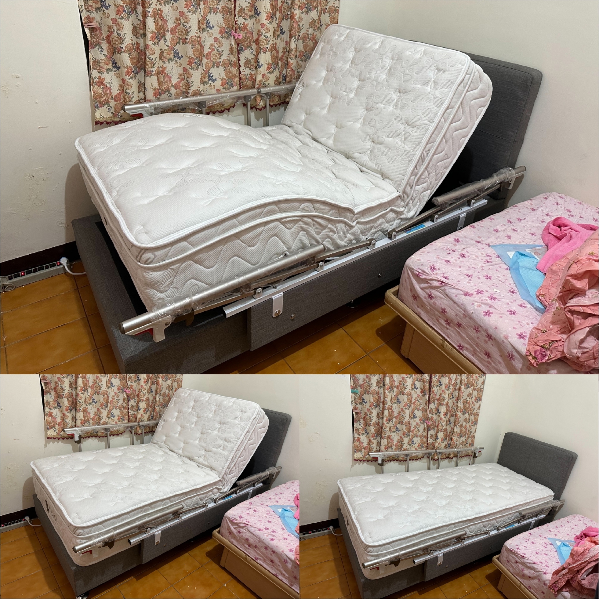 新北市中和區/乳膠獨立筒電動床墊/傢式床頭組