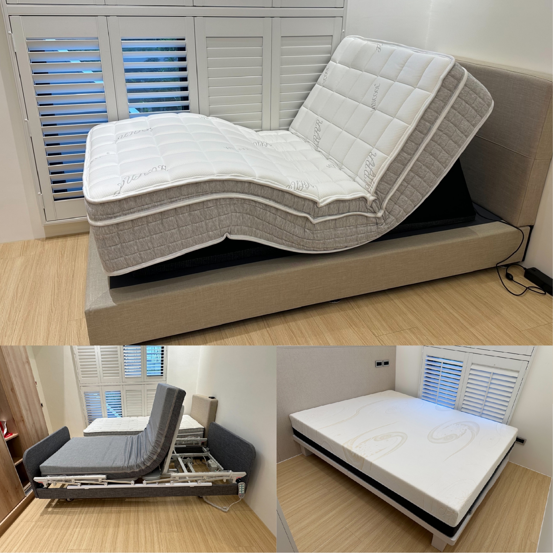 新北市新店區/冰纖電動床墊/傢式床頭組/親水眠床墊(抽獎贈品)/三馬達照護床/釋