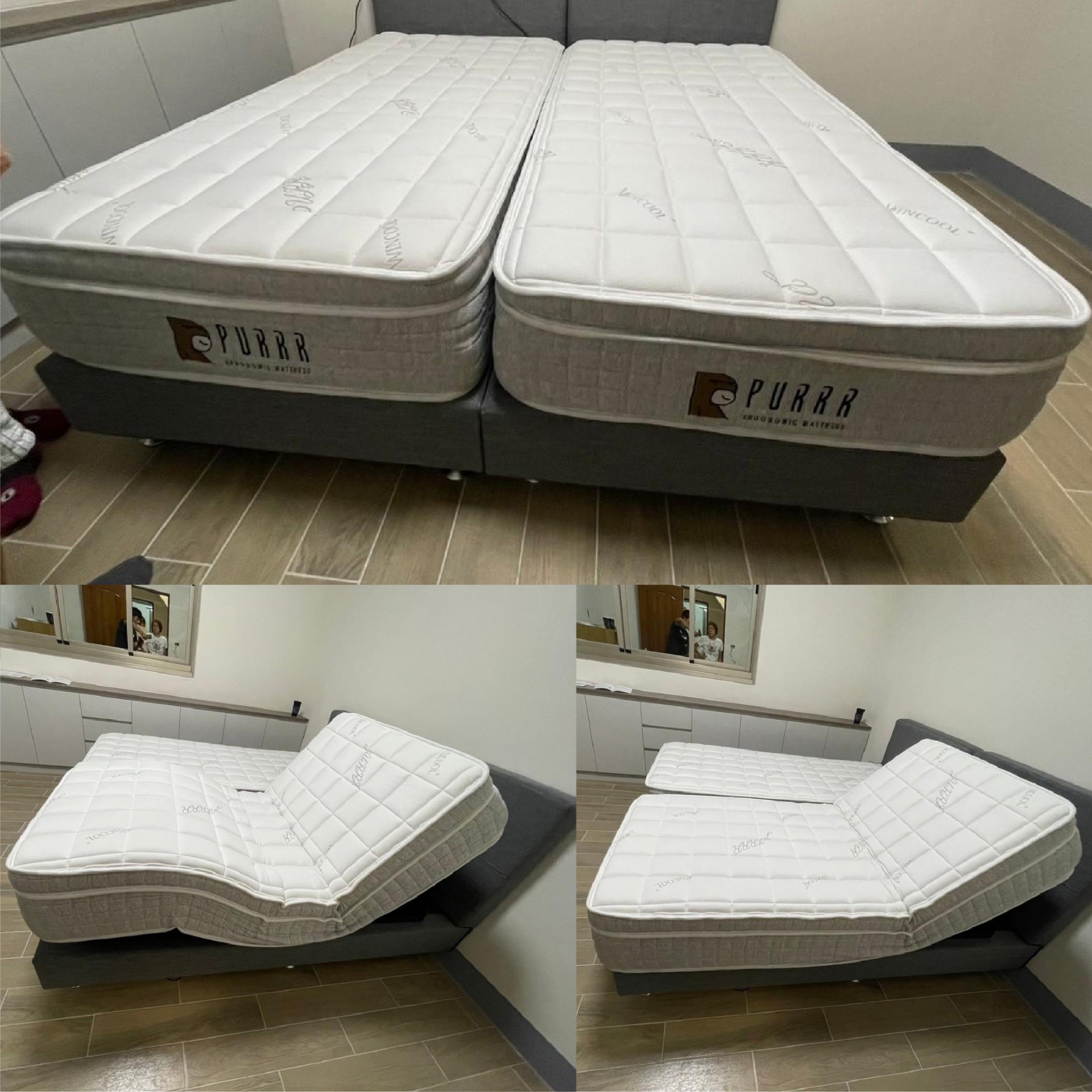 高雄市小港區/許○○/冰纖電動床墊/傢式床頭組