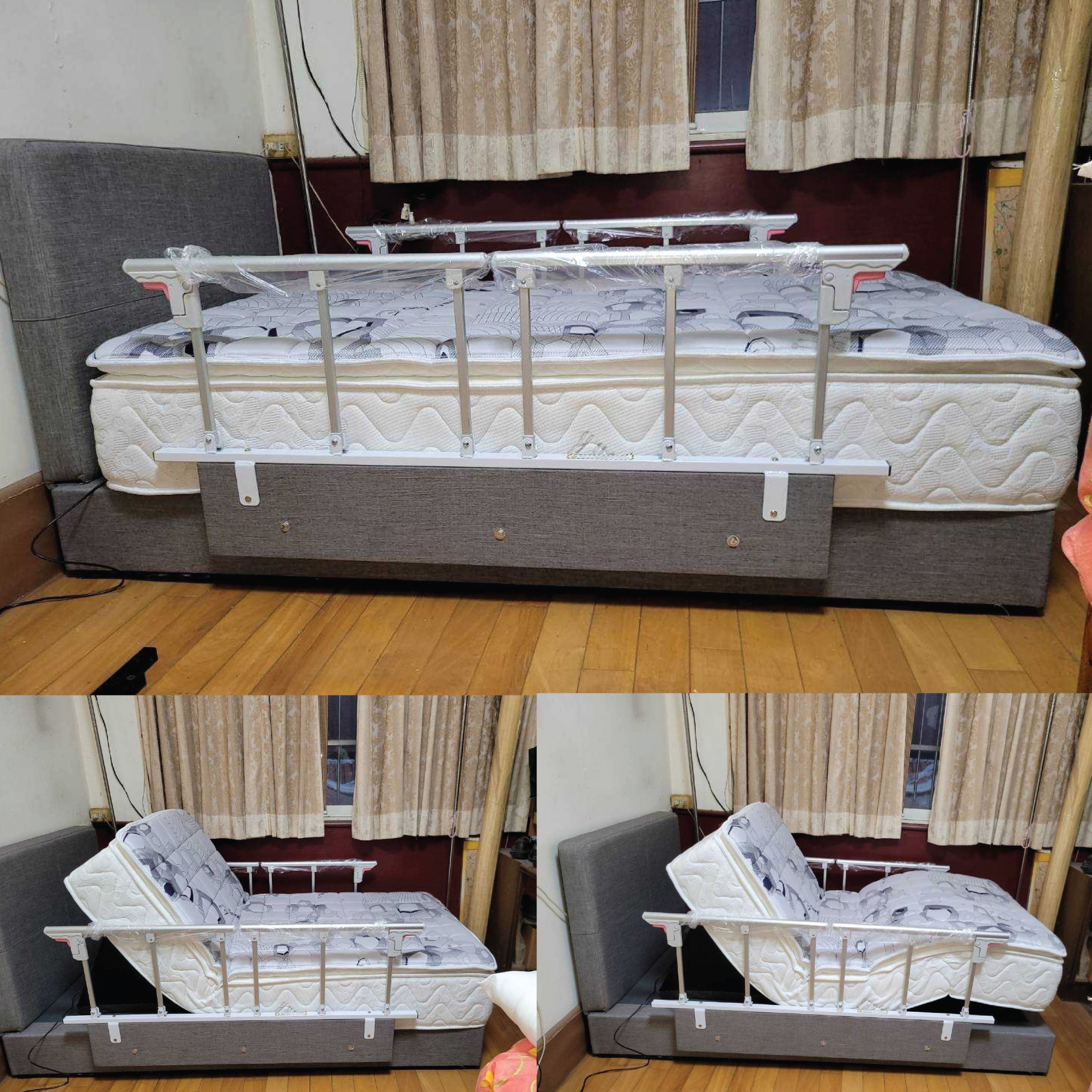 彰化市/白OO/石墨烯電動床墊3.5尺/ 傢式床頭組3.5尺/扶手