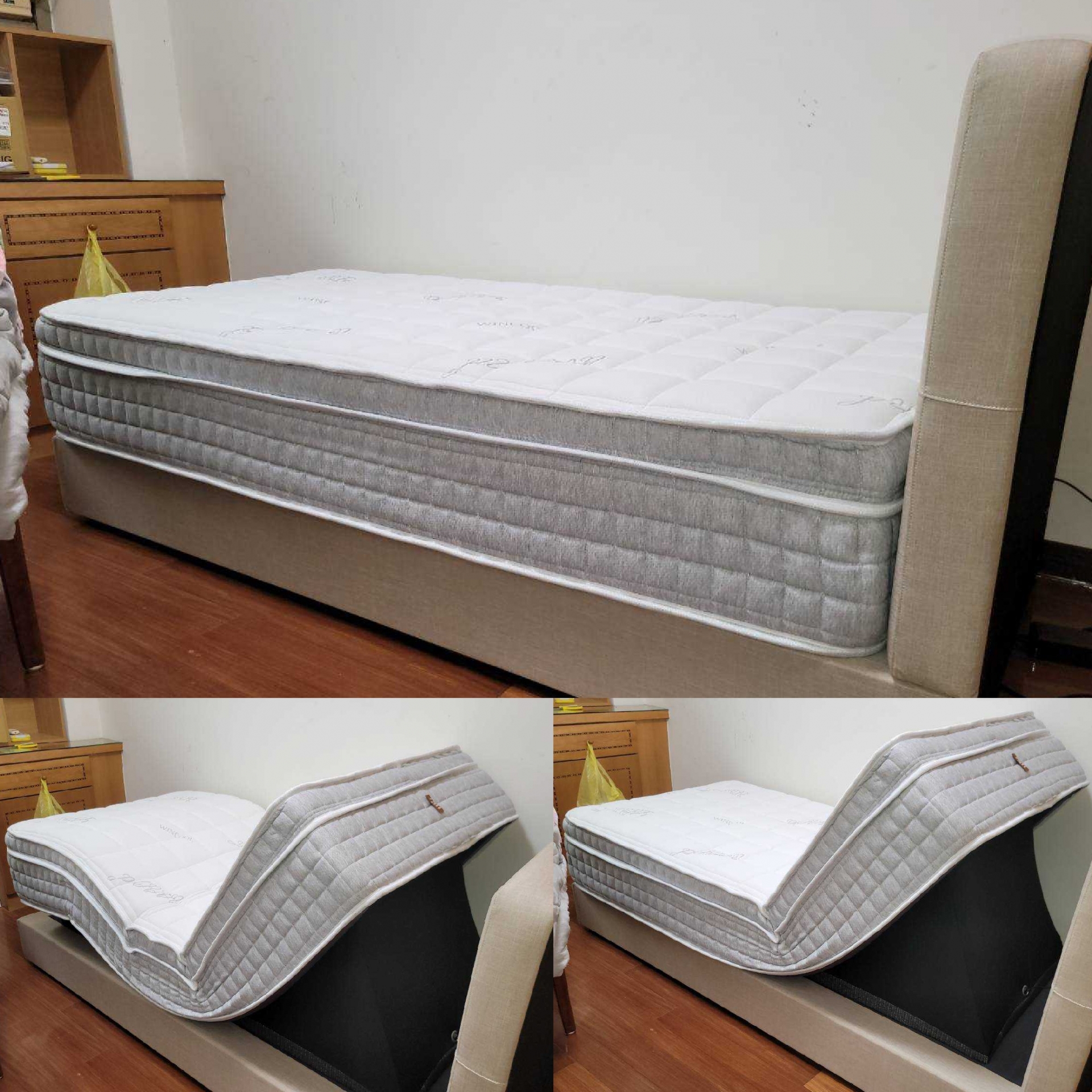 新北市新店區/張OO/冰纖電動床墊3尺/ 傢式床頭組3尺