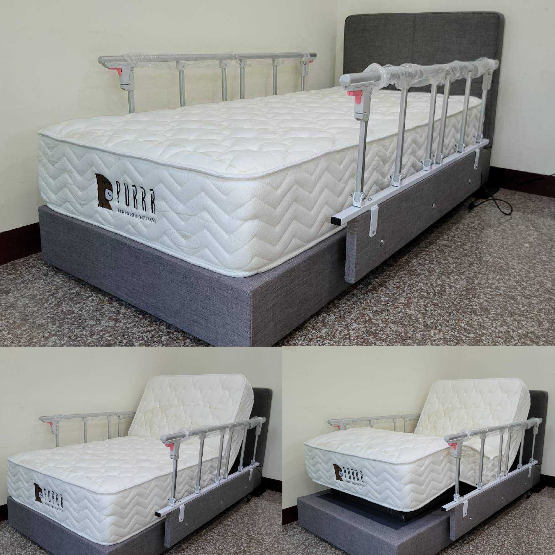 雲林縣斗六鎮/石OO/舒眠電動床墊3尺/傢式床頭組3尺棕色20CM/扶手