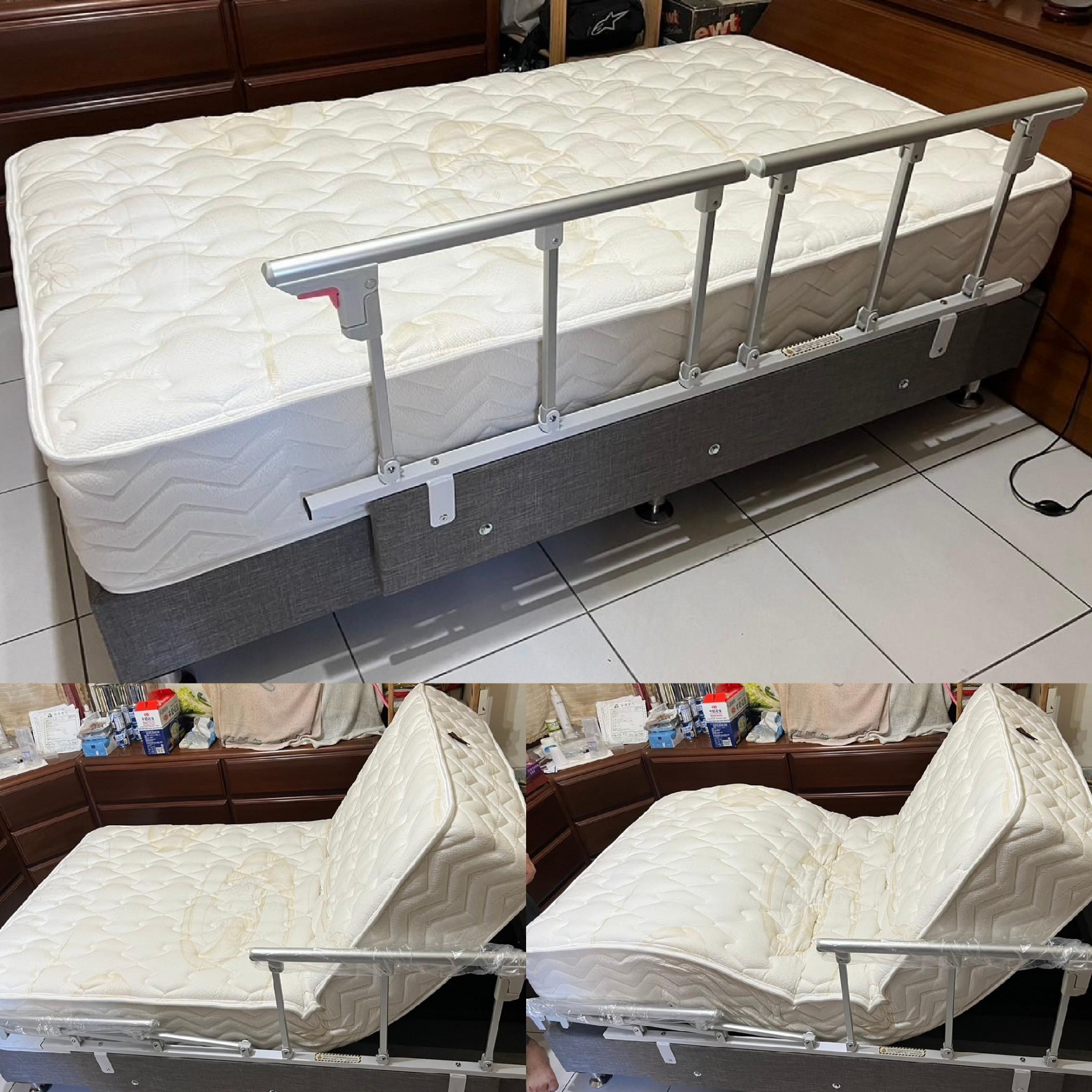 台南市中西區/顏OO/舒眠電動床墊3.5尺/日式床箱3.5尺棕色30cm/扶手