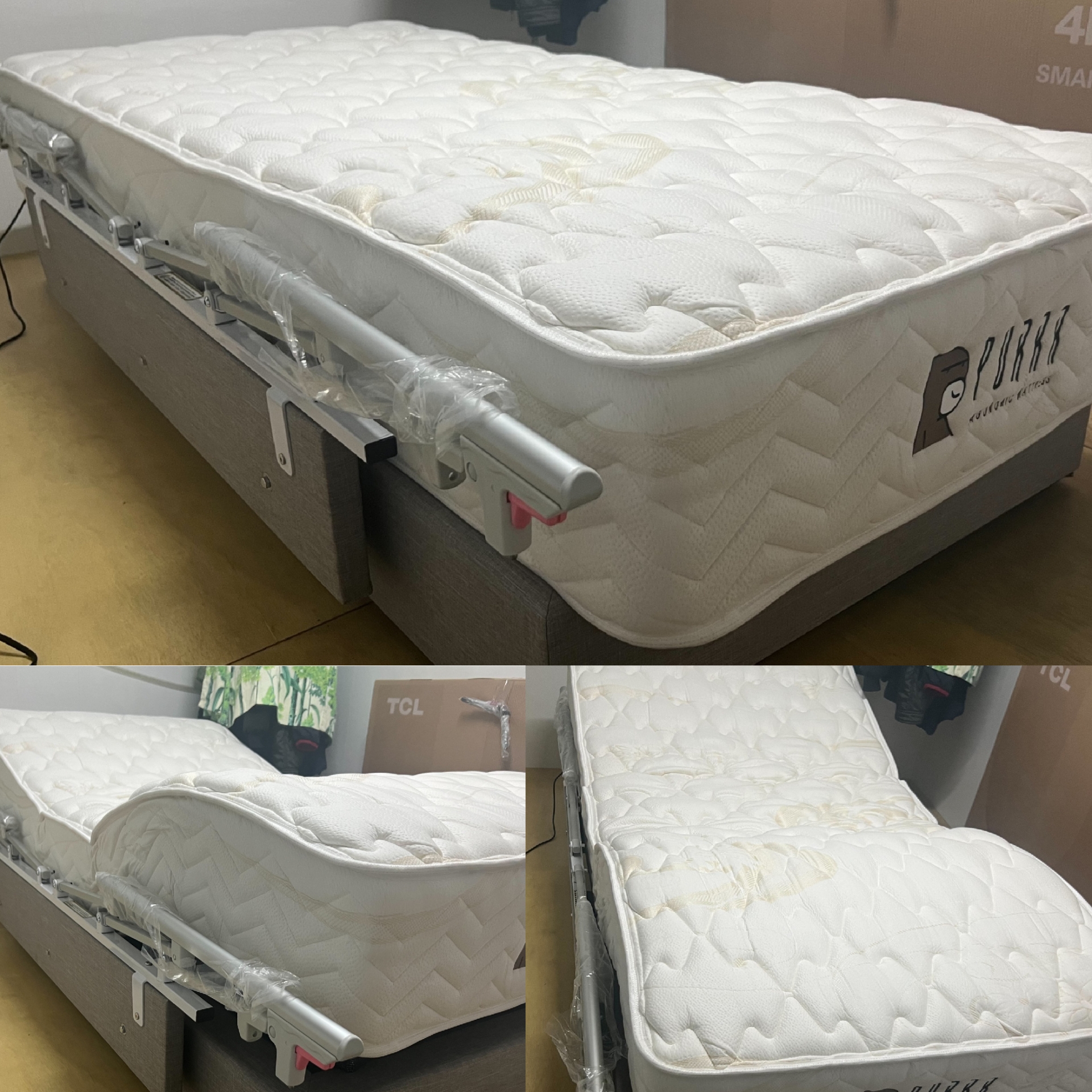 宜蘭縣宜蘭市/張OO/舒眠電動床墊3尺/日式床箱3尺淺咖啡色20CM/ 扶手