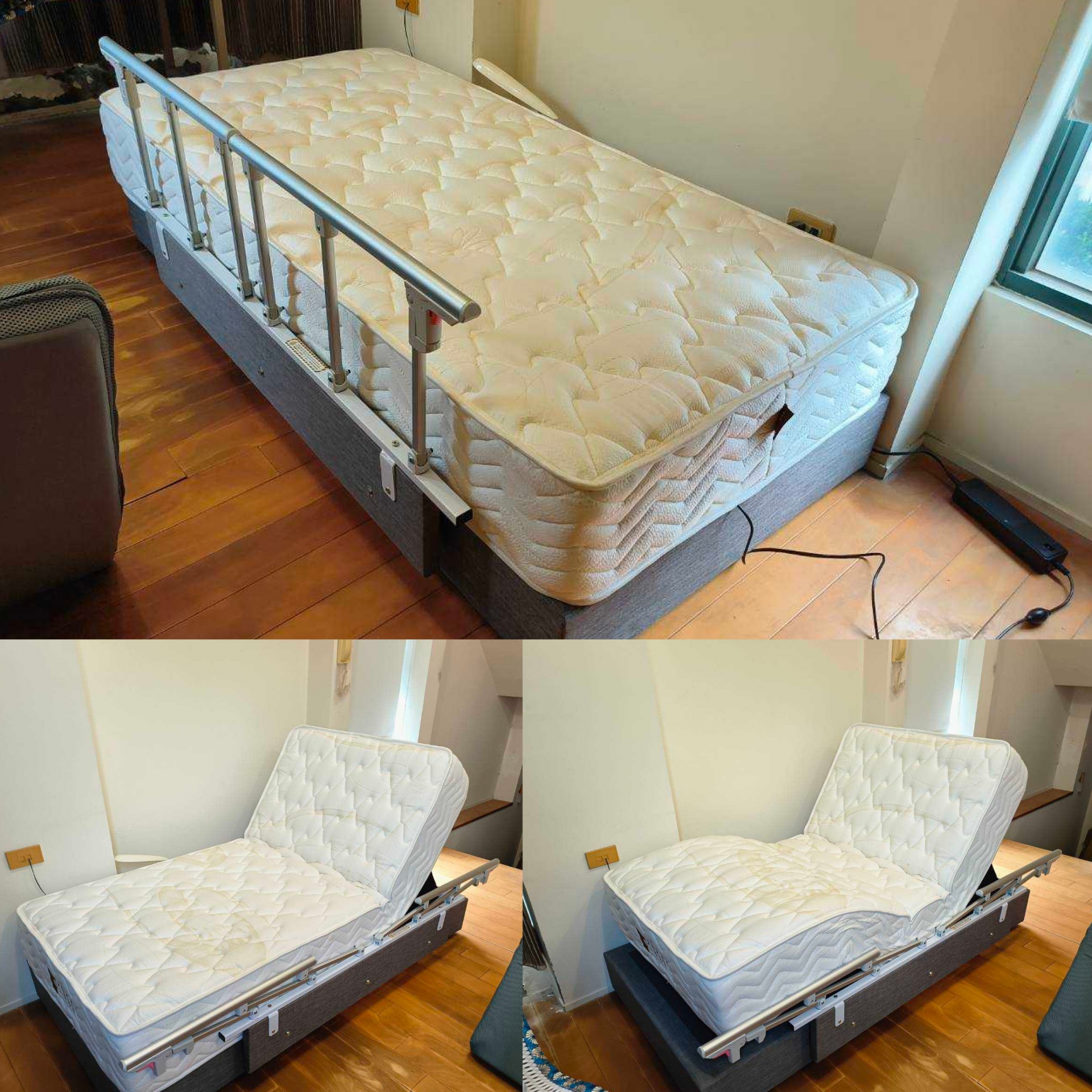 台中市西屯區/方OO/舒眠電動床墊3尺/日式床箱3尺棕色20CM/ 扶手