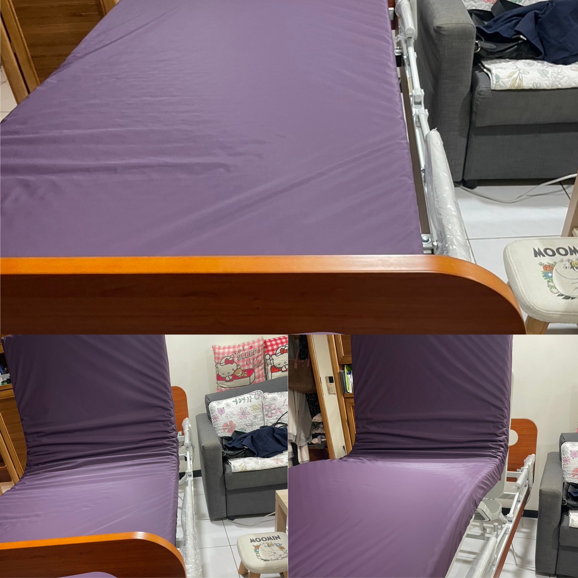 新北市汐止區/盧OO/三馬達照護床(櫻桃木)3尺/醫用防水床墊3尺