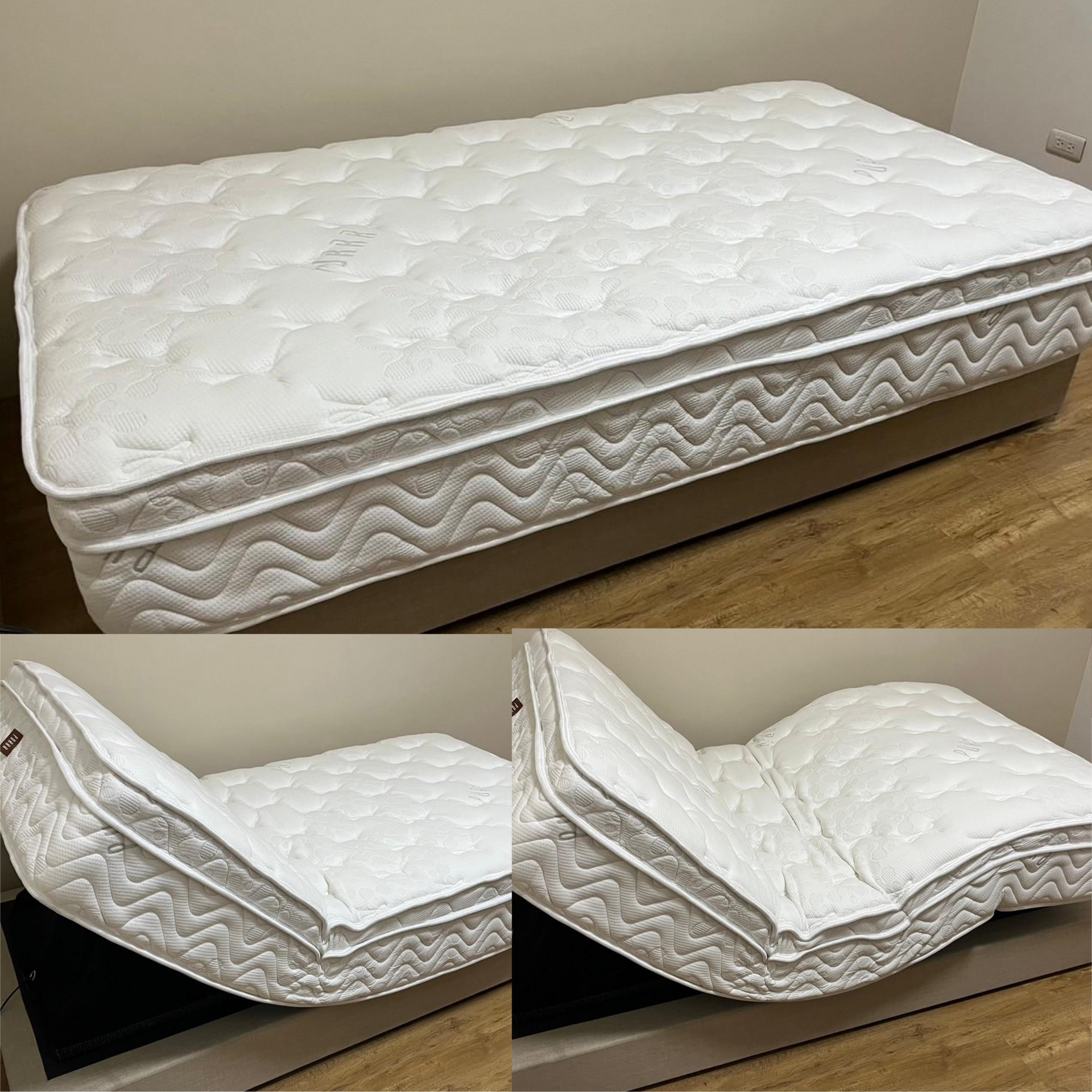 台北市大安區/唐oo/乳膠獨立筒電動床墊3.5尺/日式床箱3.5尺淺卡其色20c