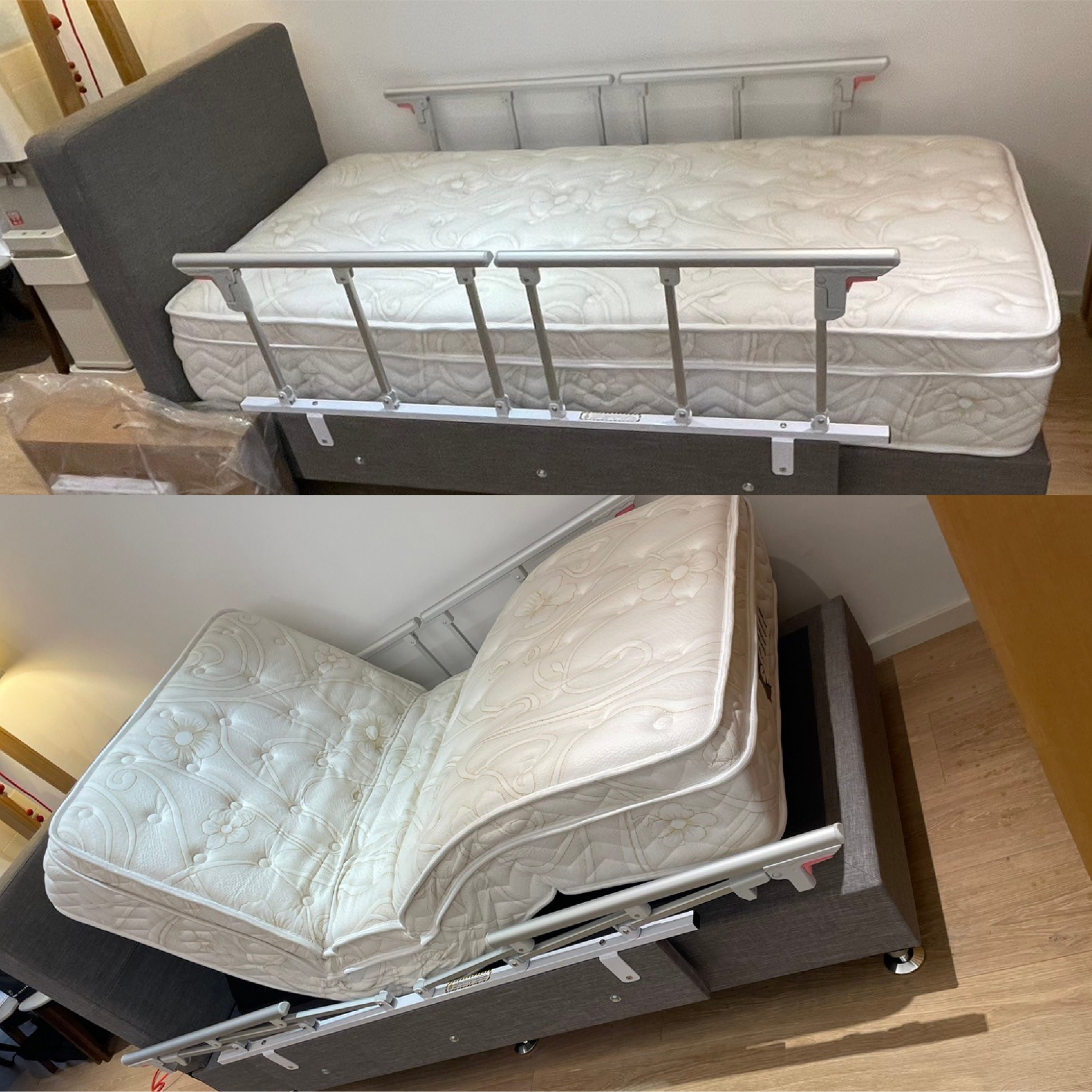 桃園市龍潭區/孟o/好眠電動床墊3尺/傢式床頭組3尺加扶手棕色30cm