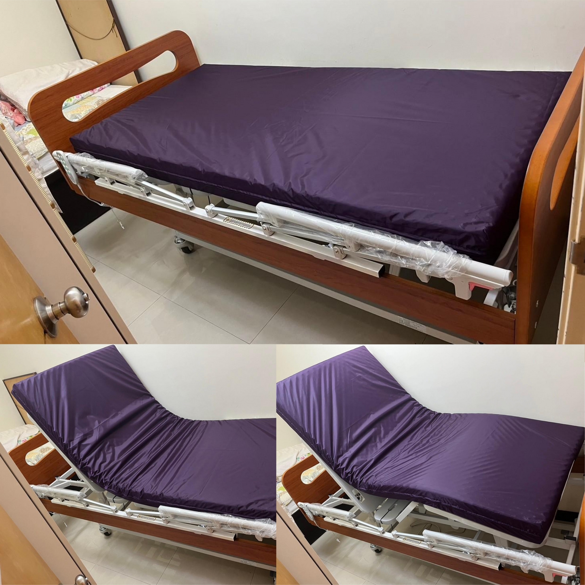新北市永和區/李OO/三馬達照護床(櫻桃木)3尺/照護醫用床墊3尺