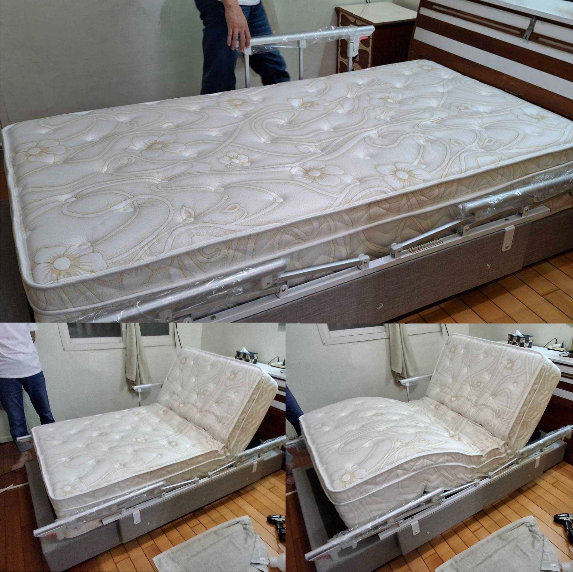新竹市/黃oo/好眠電動床墊3.5尺/日式床箱3.5尺200cm淺咖啡色20cm